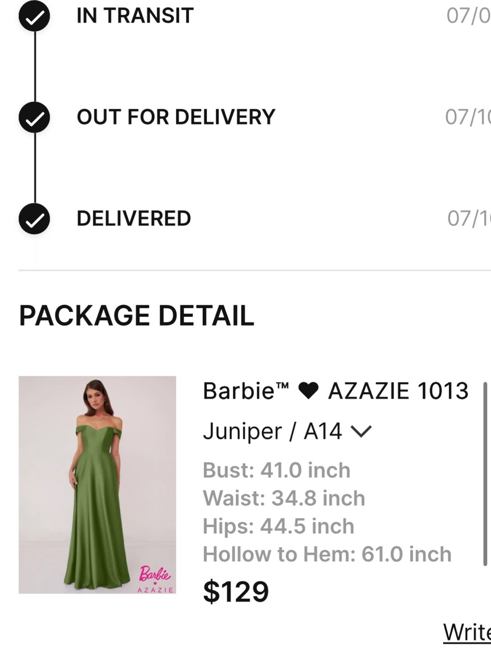 Barbie x Azazie 1013 Juniper Green Satin Formal Bridesmaid Gown A14